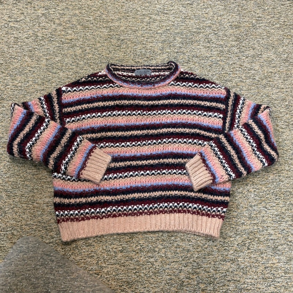 Italian Wool Alpaca Blend Striped Sweater Womens M Multicolor Knit